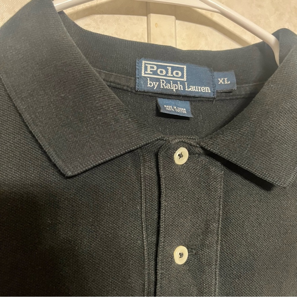 Ralph Lauren Black Polo Shirt with Purple Logo - Picture 2 of 5